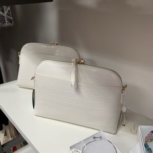 Darla Dome Shape Croc Crossbody White